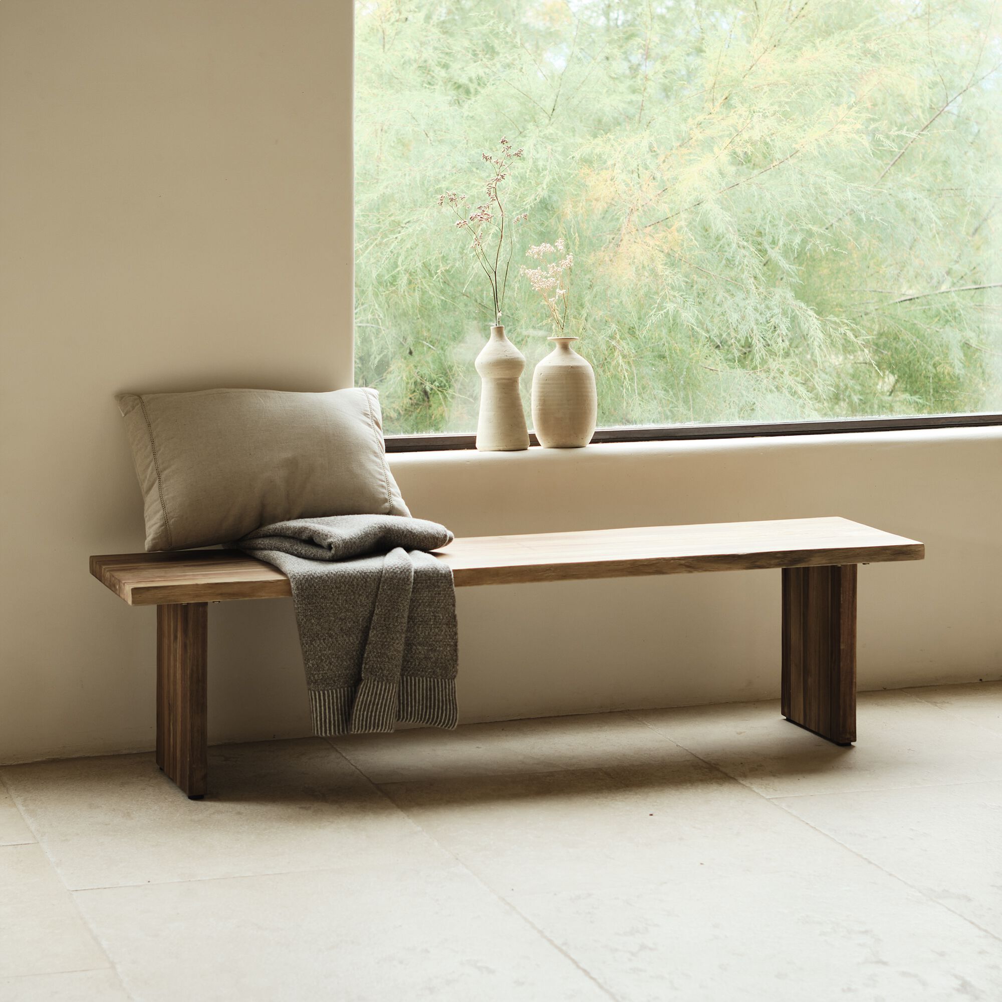 GINEVRA - Banc en acacia L170cm - bois foncé