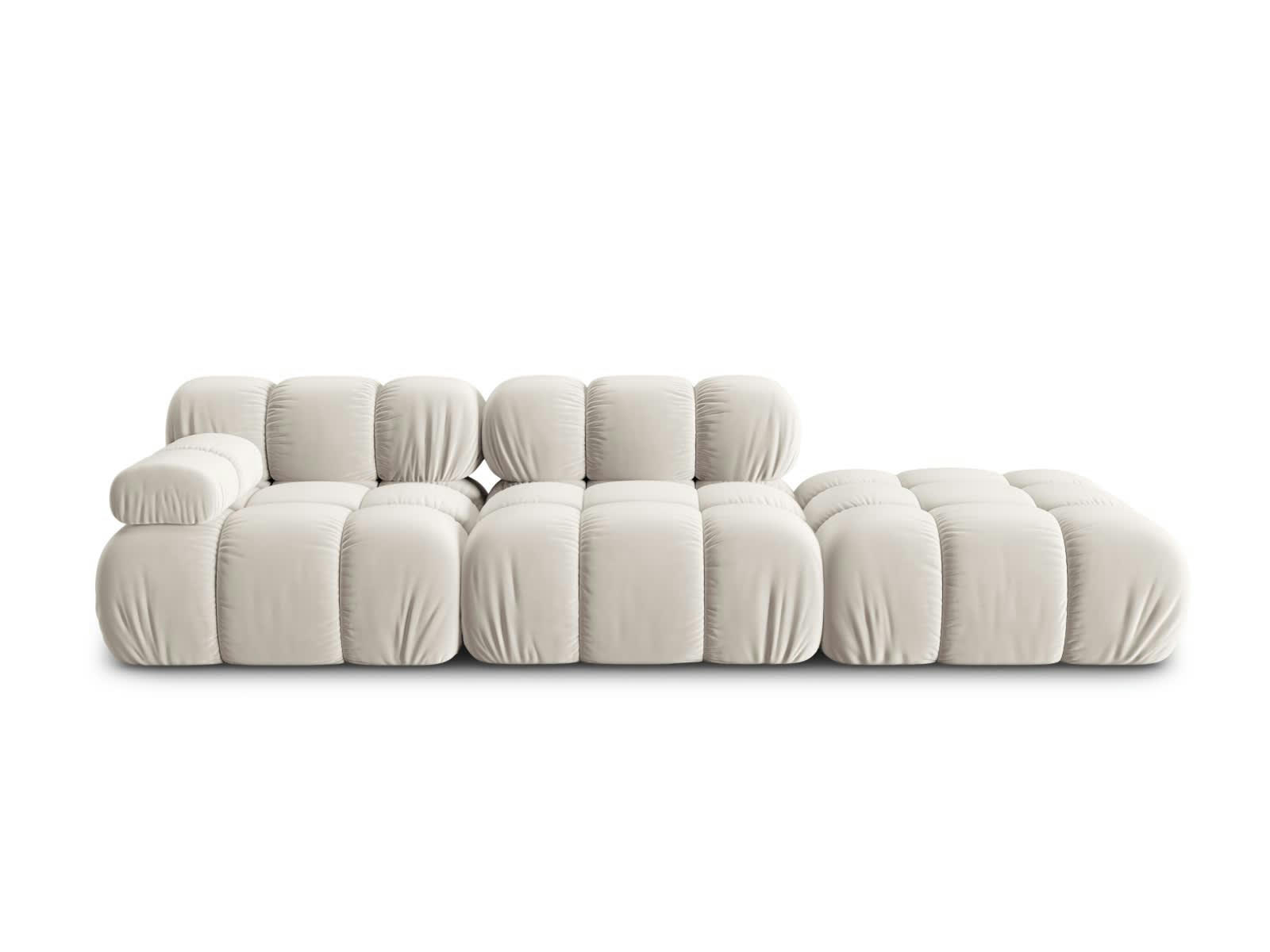BELLIS - Canapé modulable droit 4 places en tissu velours beige clair