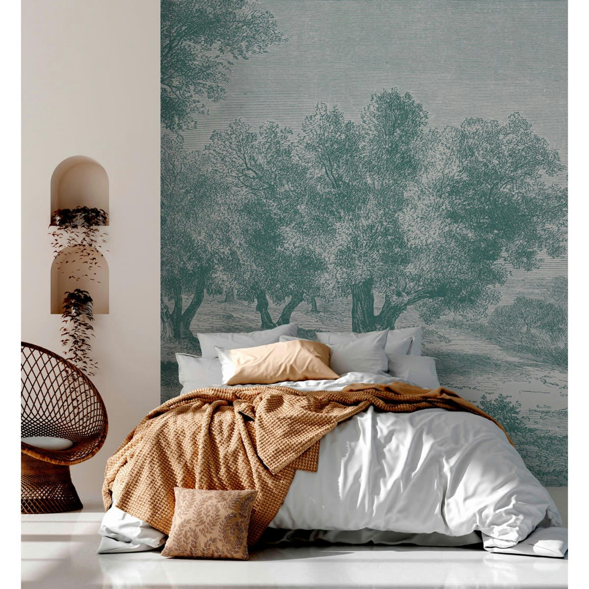 CAPRI - Papier peint panoramique motif imprimé Vert 288x270cm