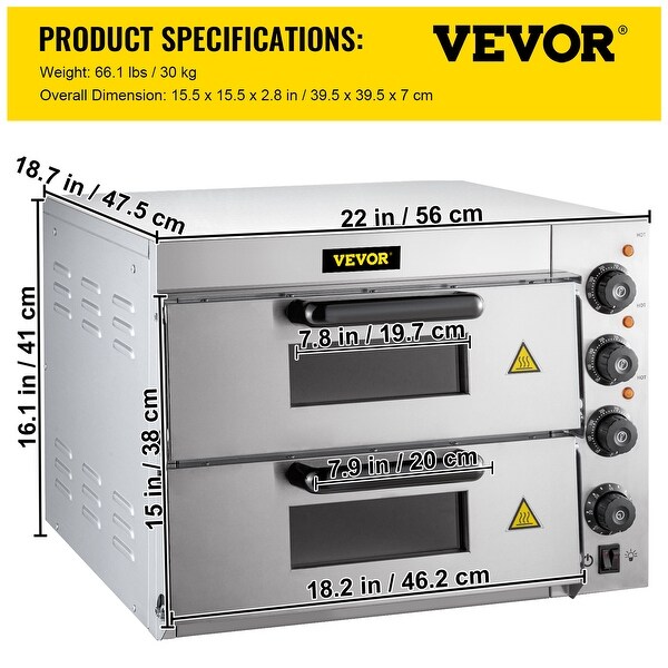 VEVOR 14'' Commercial Pizza Oven Countertop 110V Stainless Steel Electric Pizza Oven with Stone and Shelf