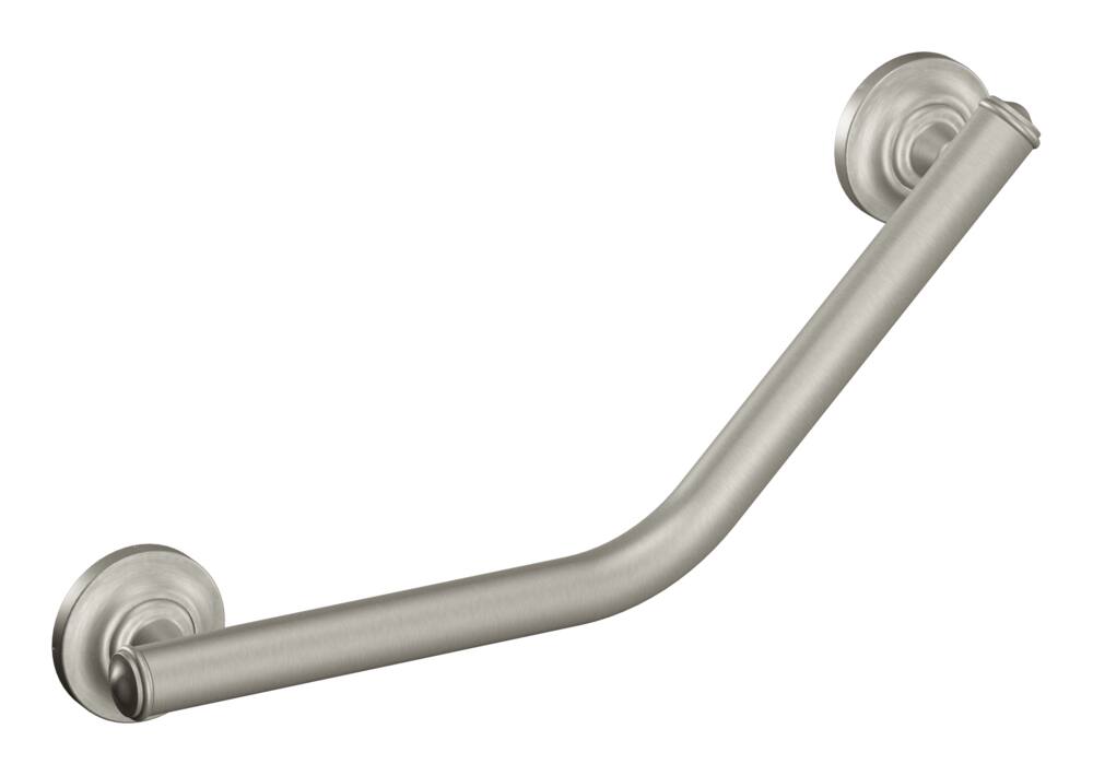 Moen® Home Care Angled Safety Bathroom Grab Bar with Grip Pad, Brushed Nickel, 1.25x16-in
