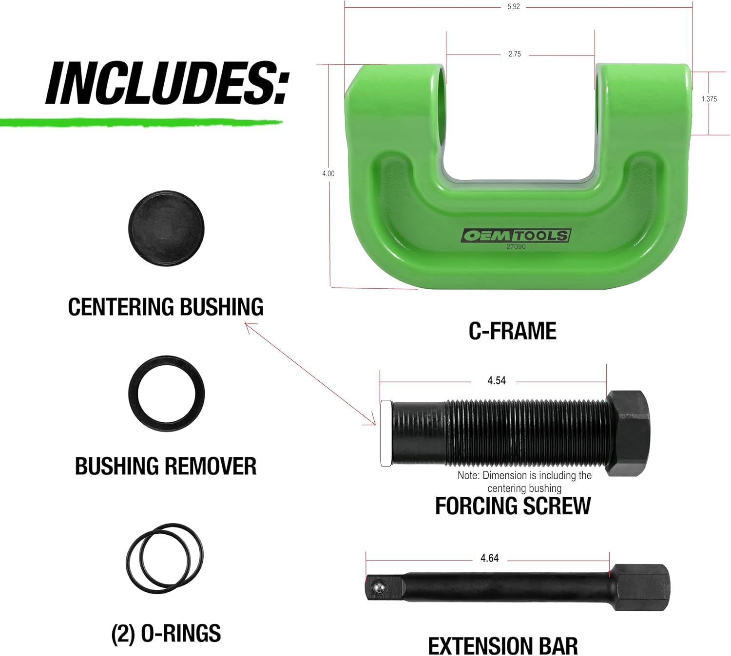 OEMTOOLS 27090 Brake Anchor Pin Press, 10-Ton Capacity for S-Cam Brake Systems, No Hub Removal Brake Tool, High-Grade Steel, Compatible with 1/2 Impact Wrench