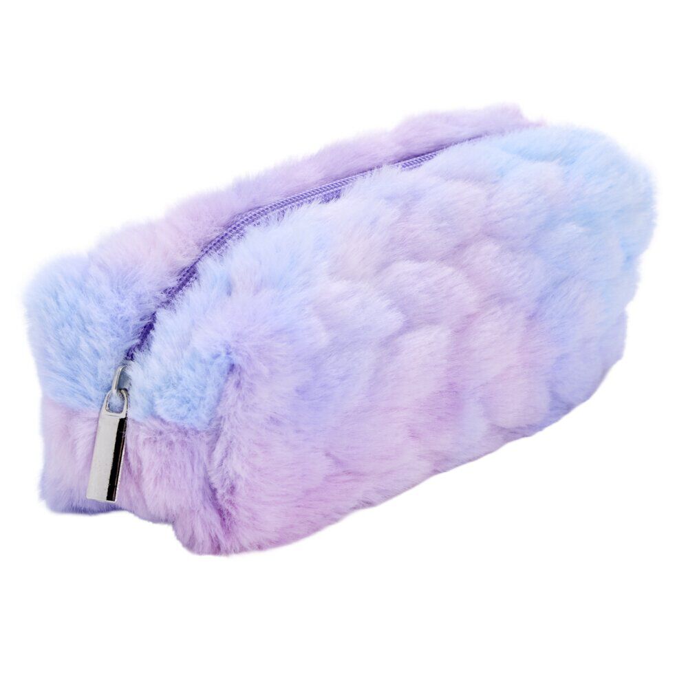 Trousse fourrure multicolore pastel Ø5xL19cm (2 modèles)