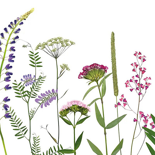 Fond de hotte en aluminium - motif floral vert, violet, jaune et rouge - 70x60 cm