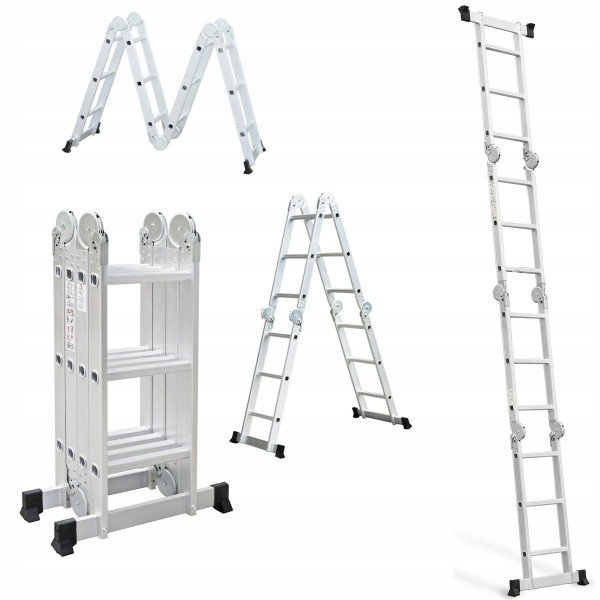 Drabina Aluminiowa 4x3 Domowa Składana z podestem 355cm