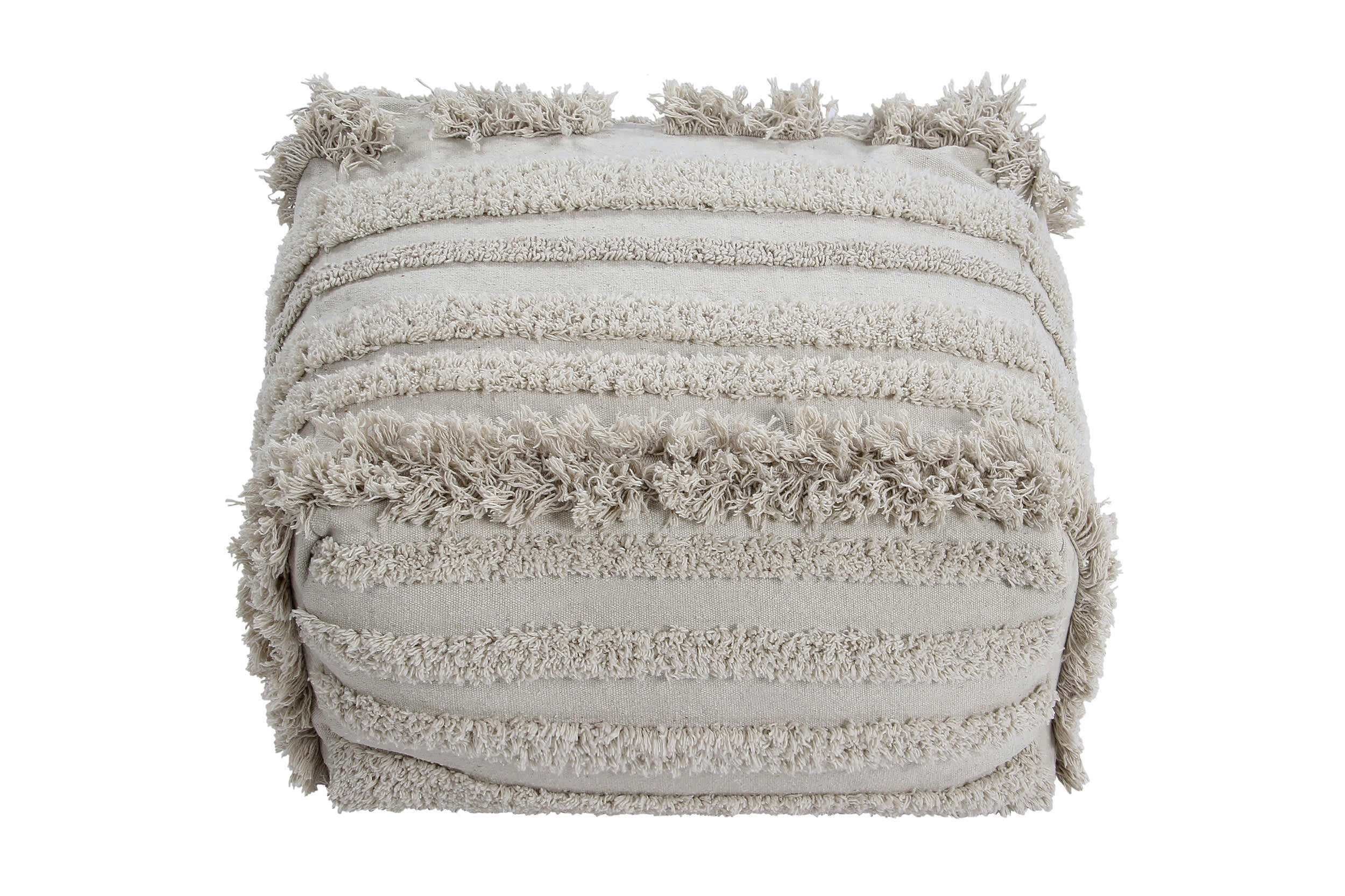 EARLY HOURS - Pouf en coton beige 54x54x27