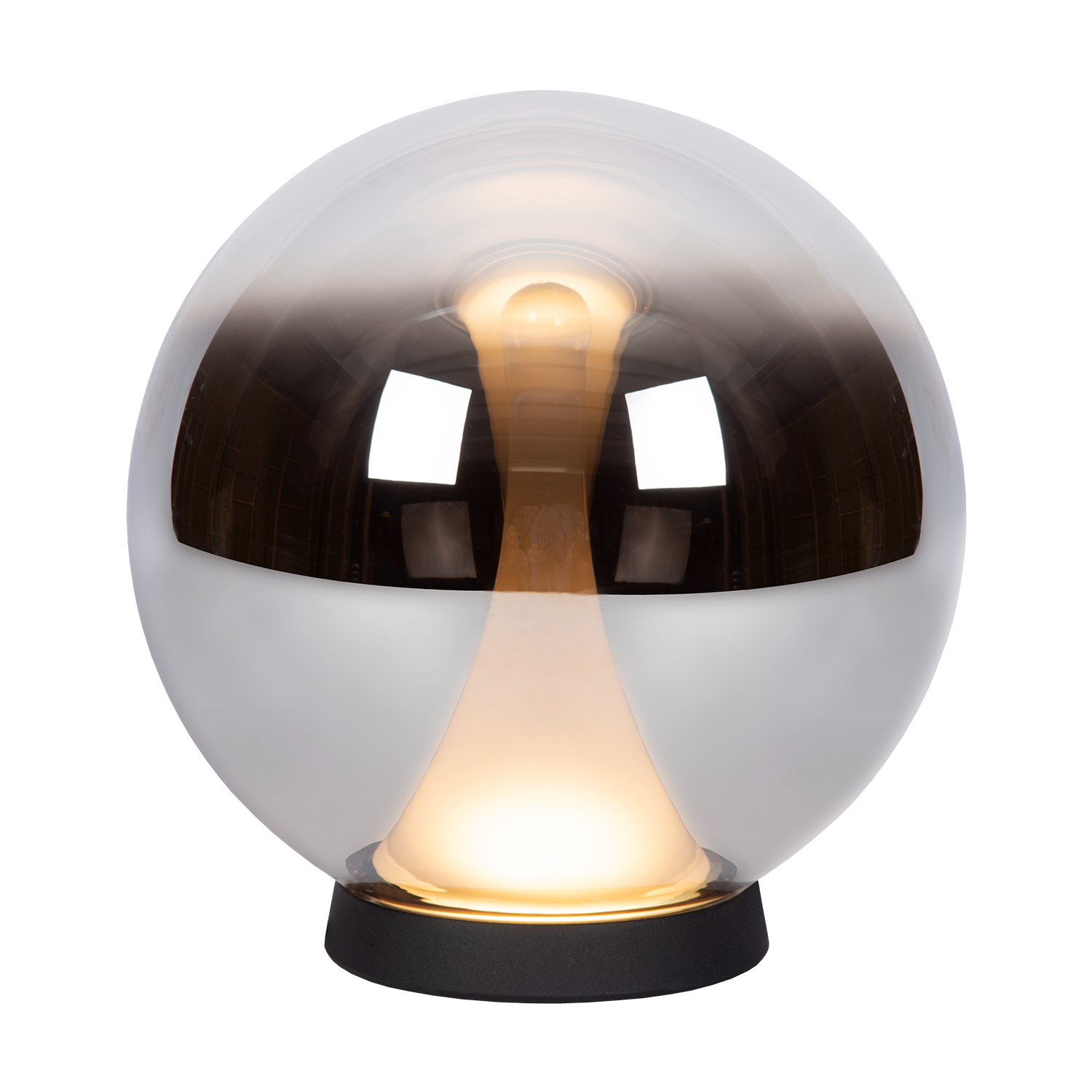 Atmooz Nobus tafellamp - Smoky glasbol & zwarte voet - LED dimbaar