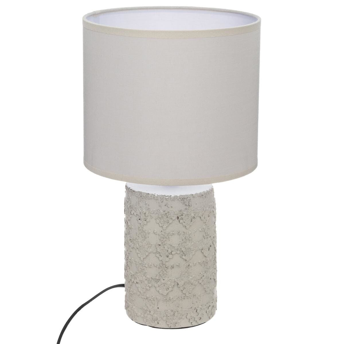 LAMPKA CERAMICZNA Melo beżowa BAWEŁNIANY ABAŻUR styl boho