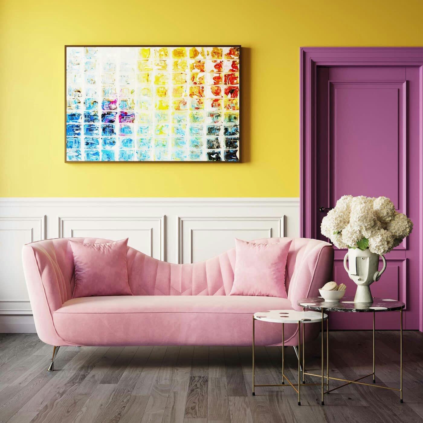 CABARET - Canapé 2 places en velours violet