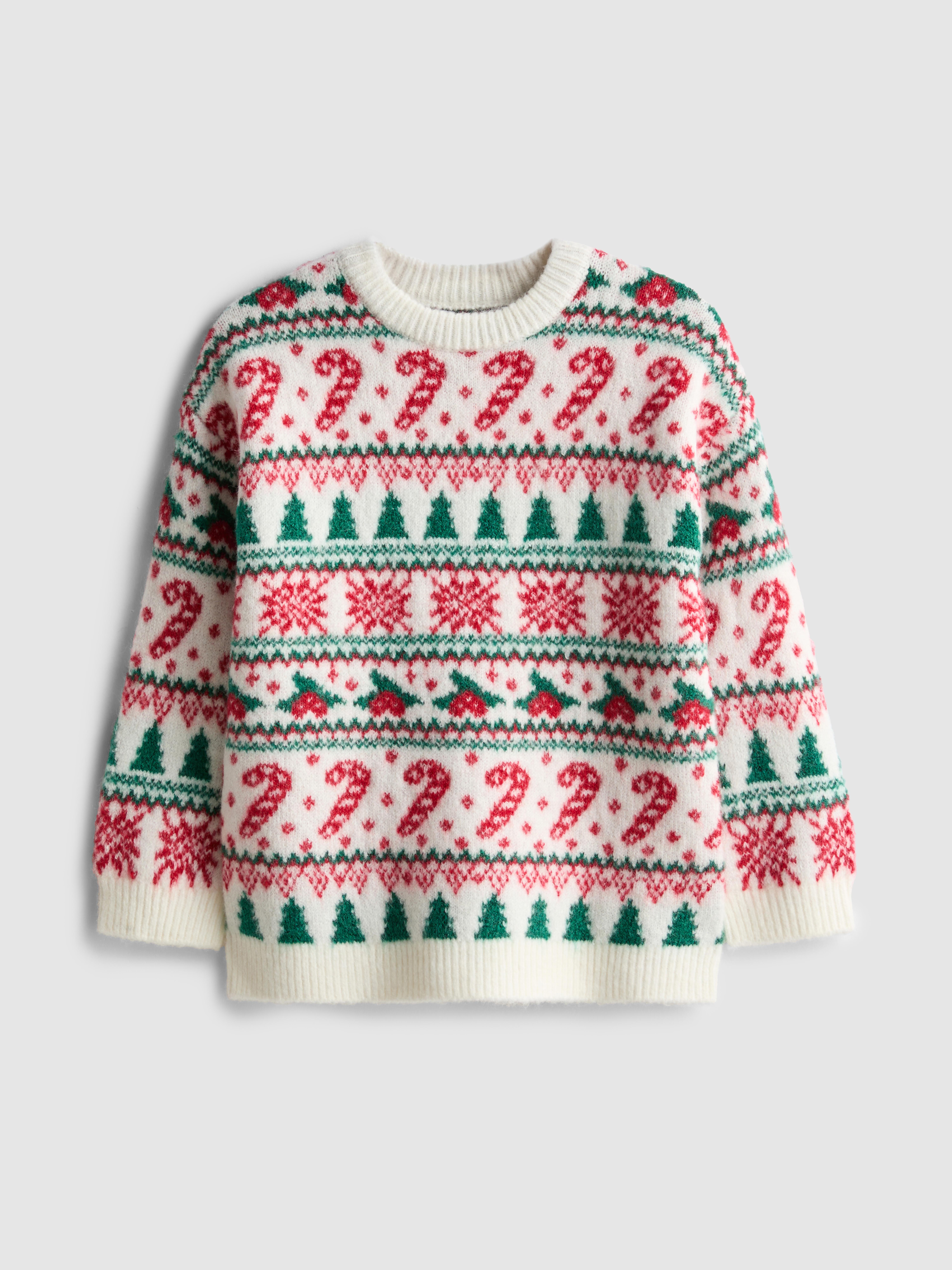 1.5-7yrs | Kid's Candy Cane Fair Isle Family Christmas Sweater