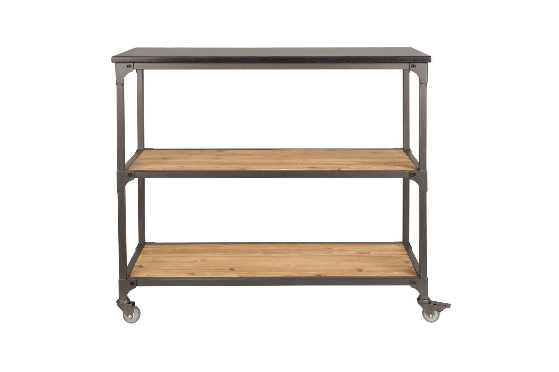 CONSUELA - Etagère à roulettes en métal et bois marron