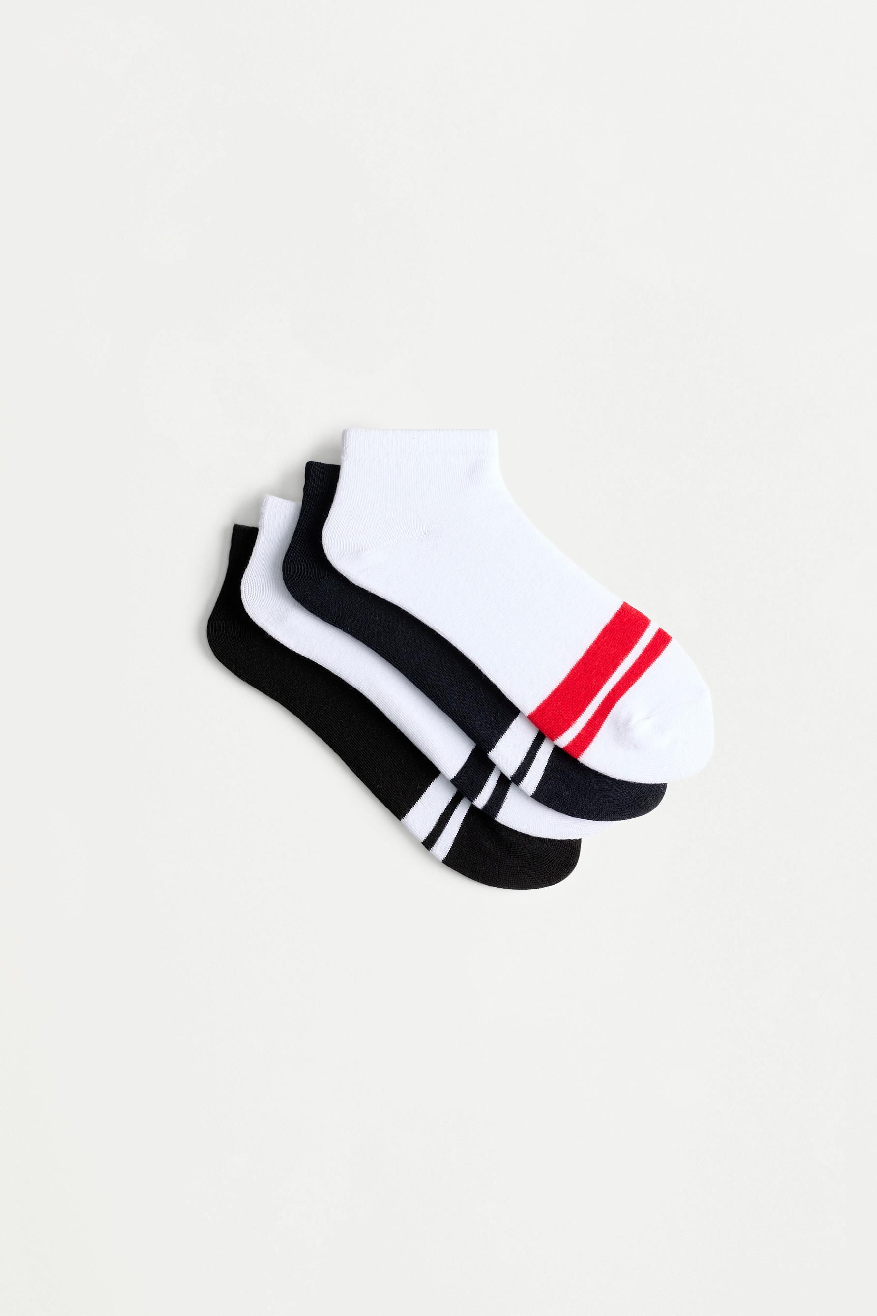 Calcetines tobilleros deportivos rayas (Pack 4)