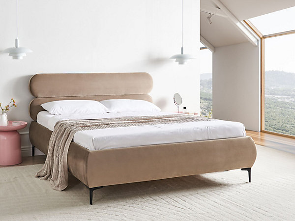Lit avec sommier Velours LESSAY 160 x 200 cm Taupe
