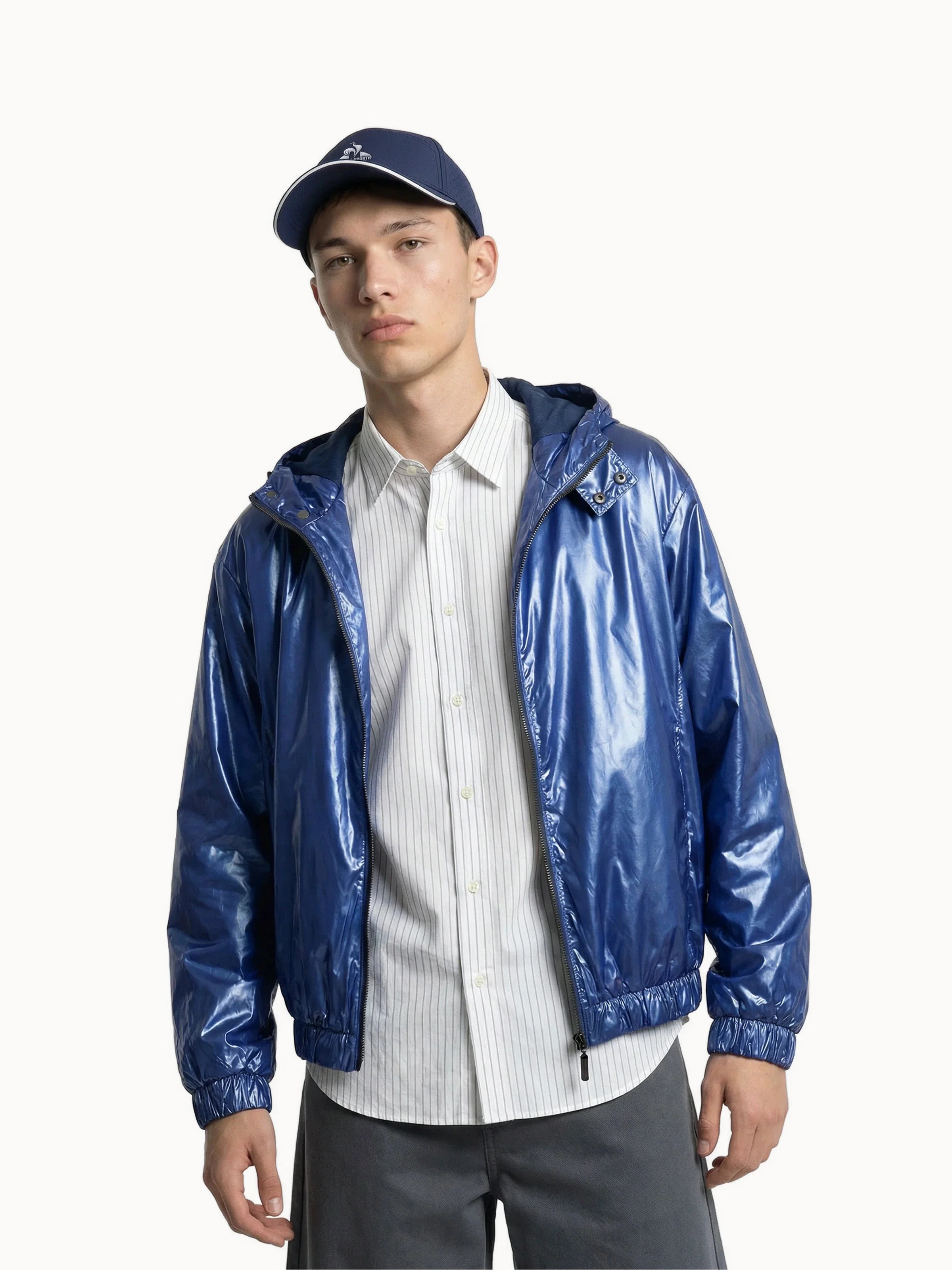 Veste de pluie zippée déperlante effet métallisé
