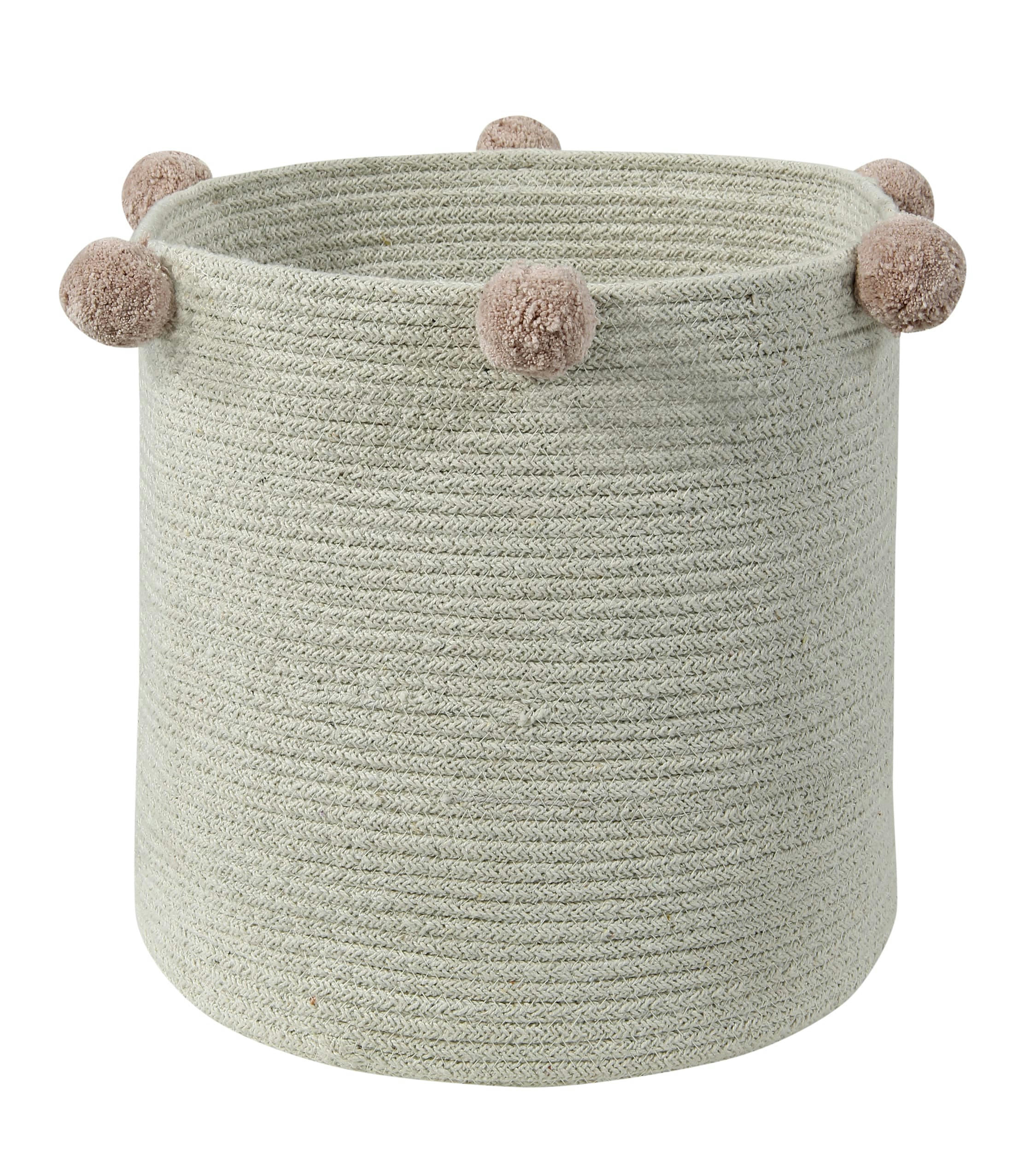 BUBBLY - Panier de rangement en coton naturel et rose nude