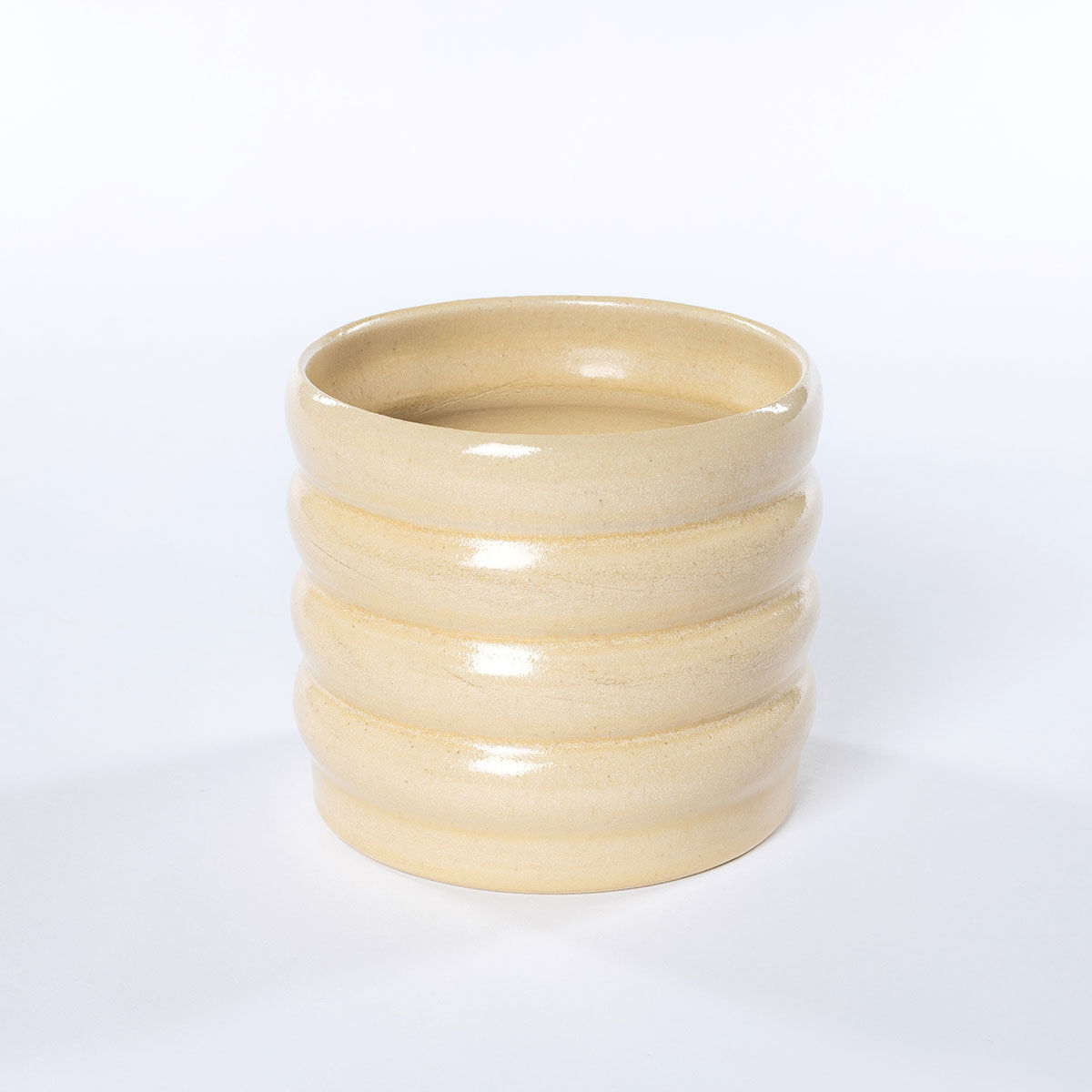 Vaso de cerâmica ondulado bege 12cm