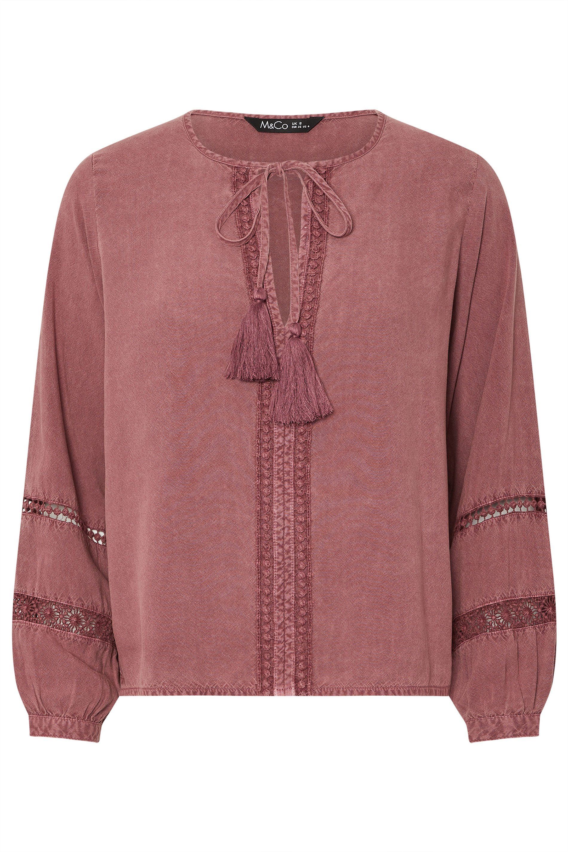 M&Co Petite Tie Neck Blouse