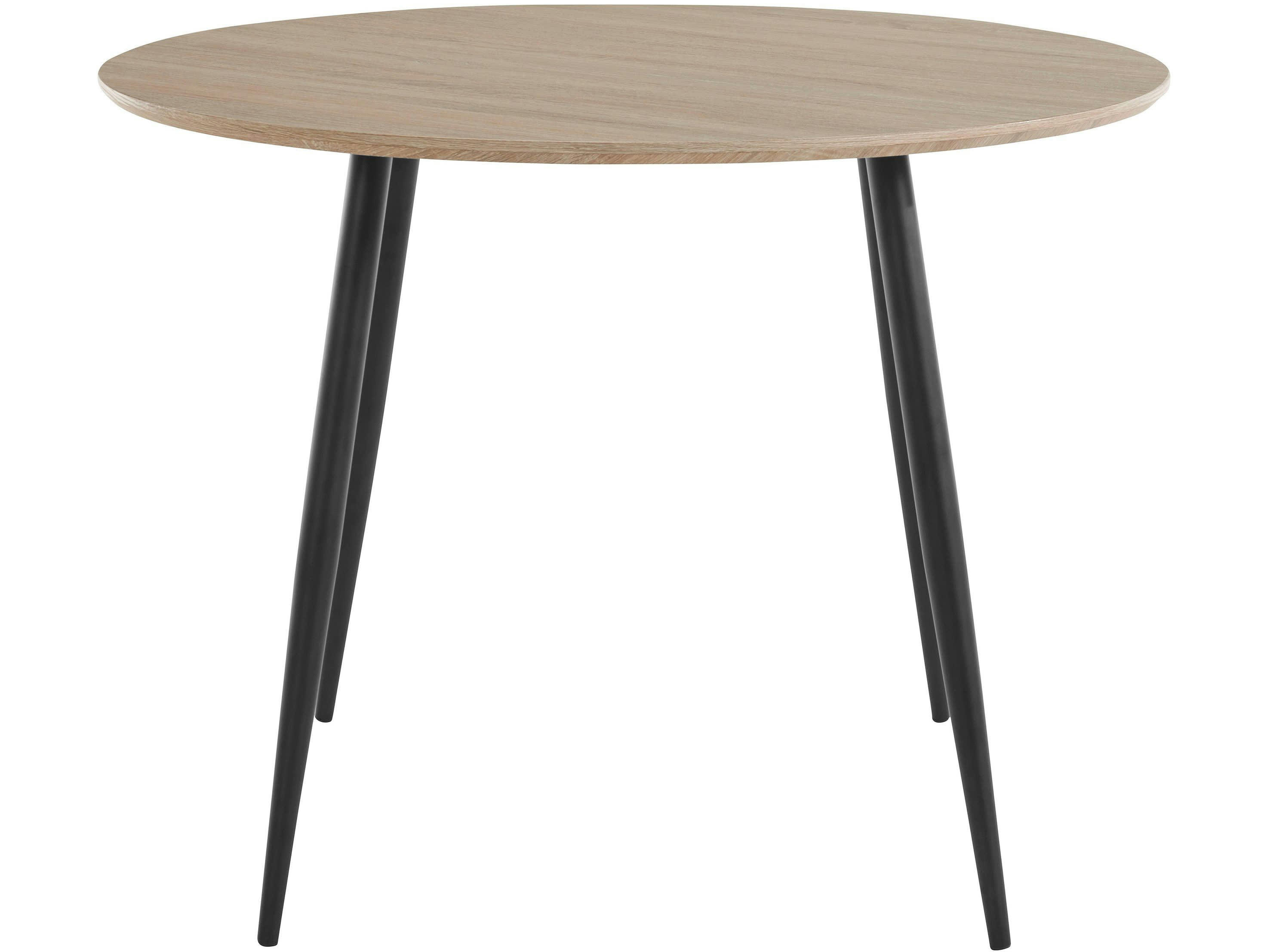 DINO - Table de repas ronde 100 cm 4 personnes en MDF Nature Chêne