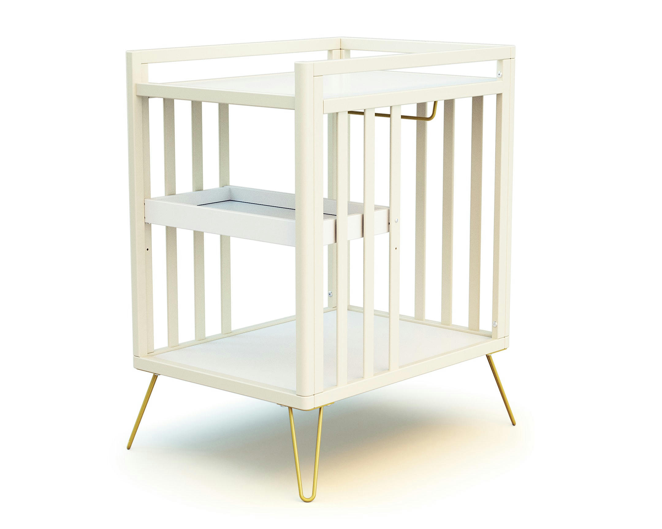 - Table à langer 2 étagères blanc et jaune