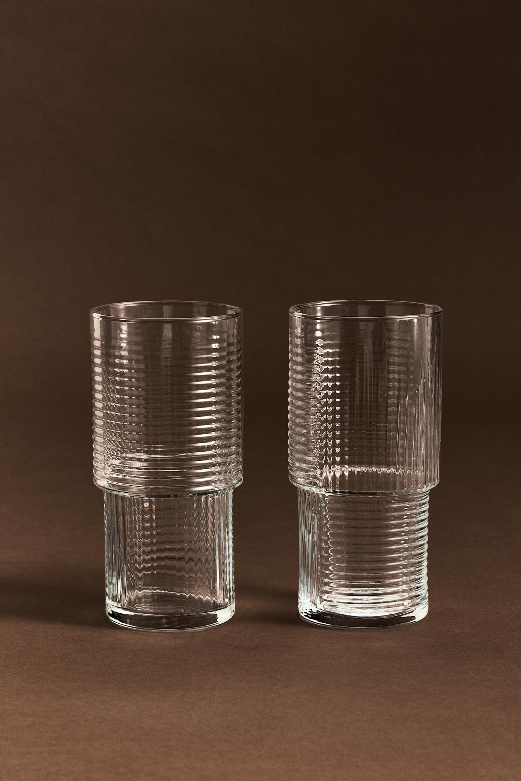 Pack 2 vasos grabados apilables altos 400 ml