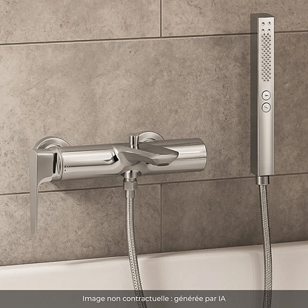 Pack mitigeur bain douche JACOB DELAFON Aléo    douchette Shift  carée   flexible à écrou 175 cm