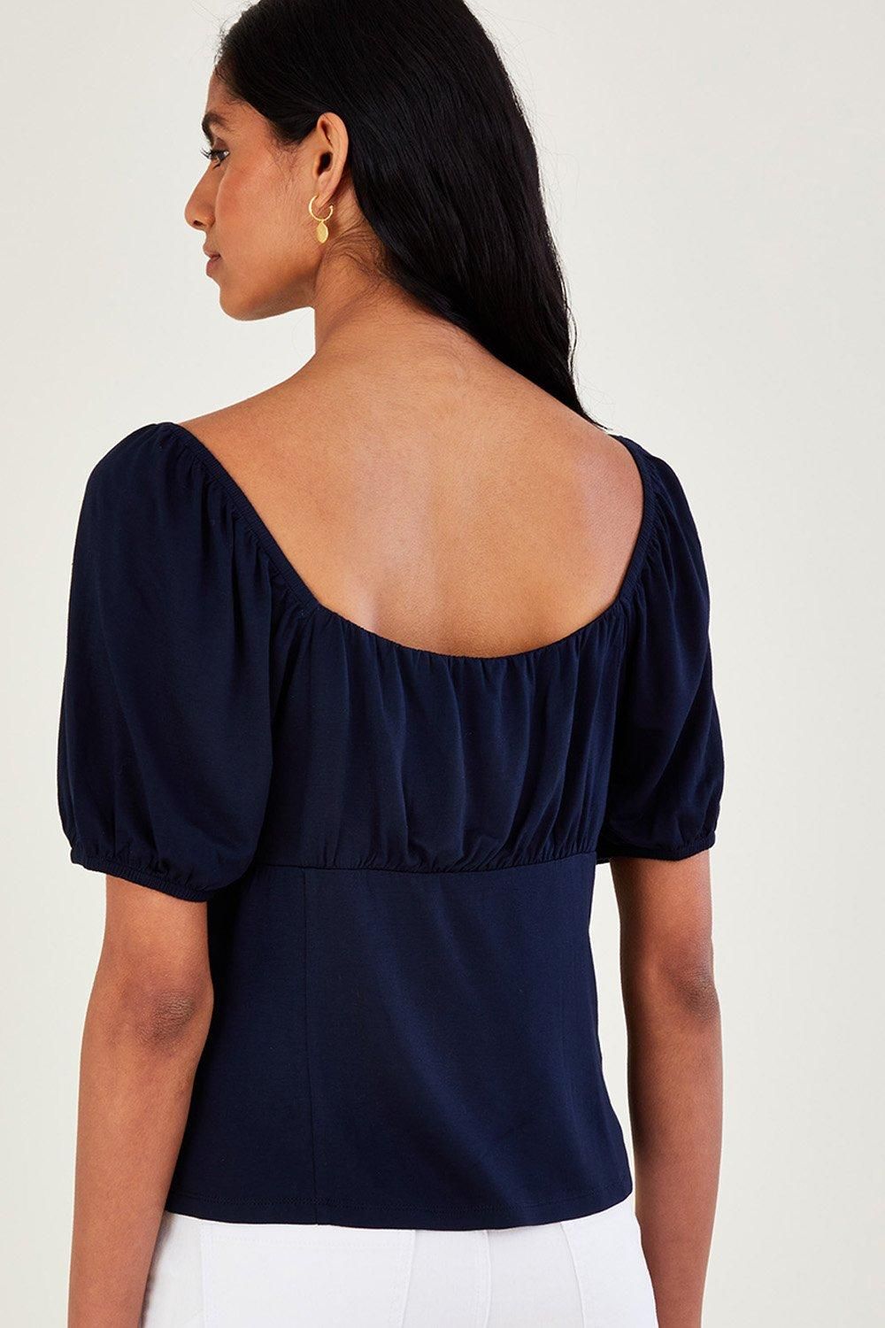 Monsoon Structured Short Sleeve Jersey Top
