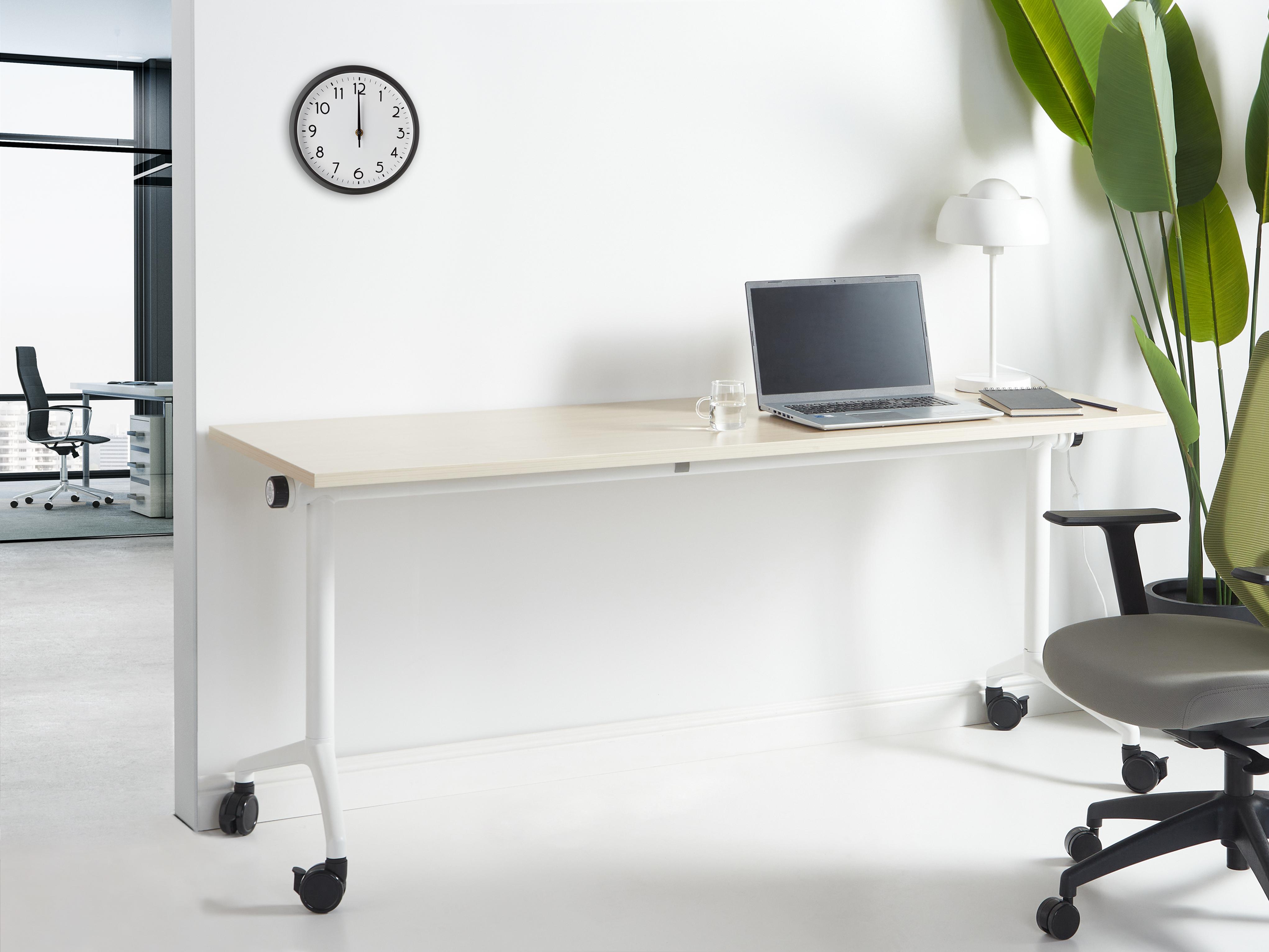 Foldable Office Desk CAVI Light Brown 180 cm 60 cm with Wheels