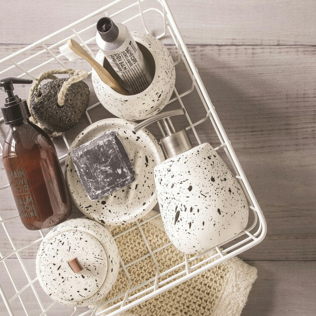 DEMY - Set de salle de bain 4 pièces bis en céramique blanc