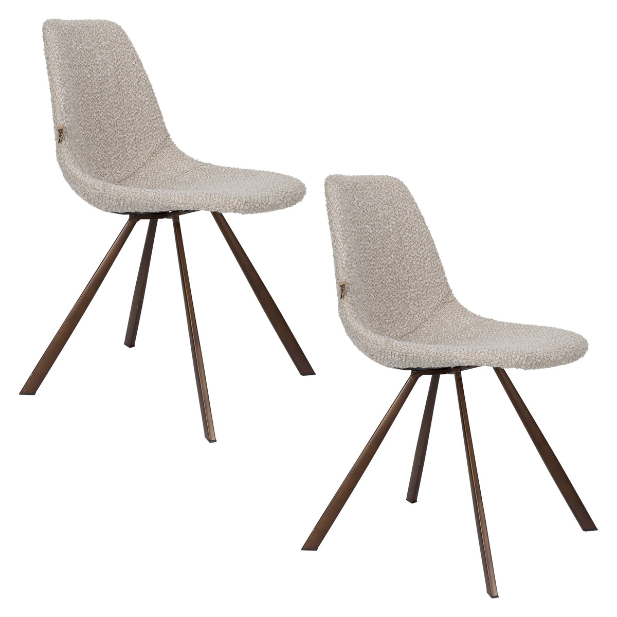 Dutchbone Franky Eetkamerstoelen Bouclé Beige - Set van 2