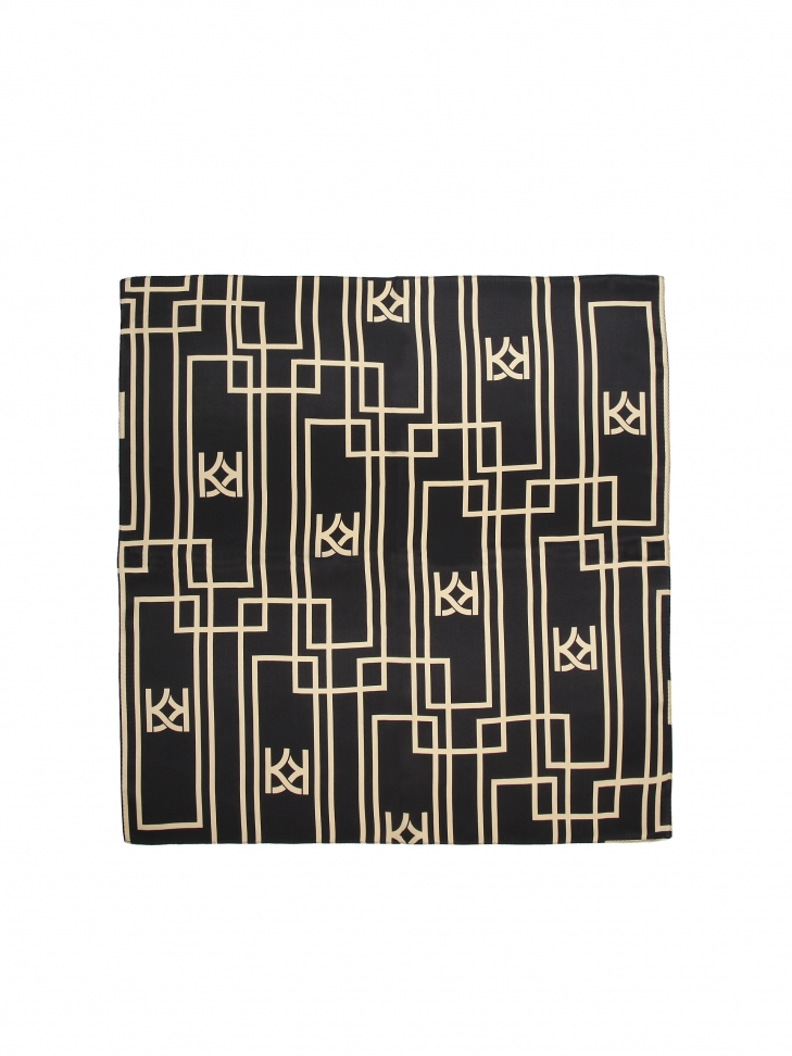 Black silk neckerchief in a golden pattern