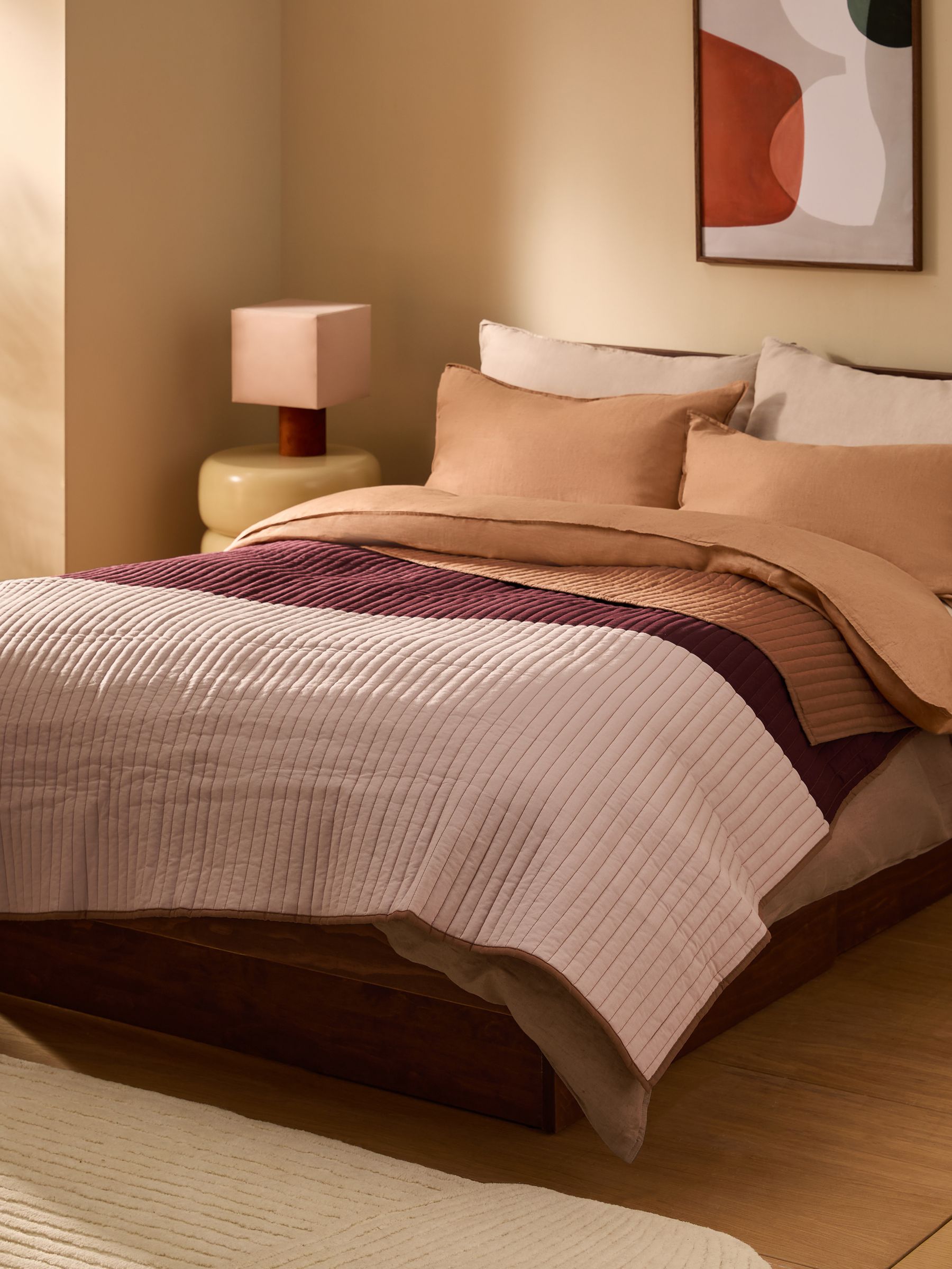 Imleda Quilted Cotton Bedspread in Pink