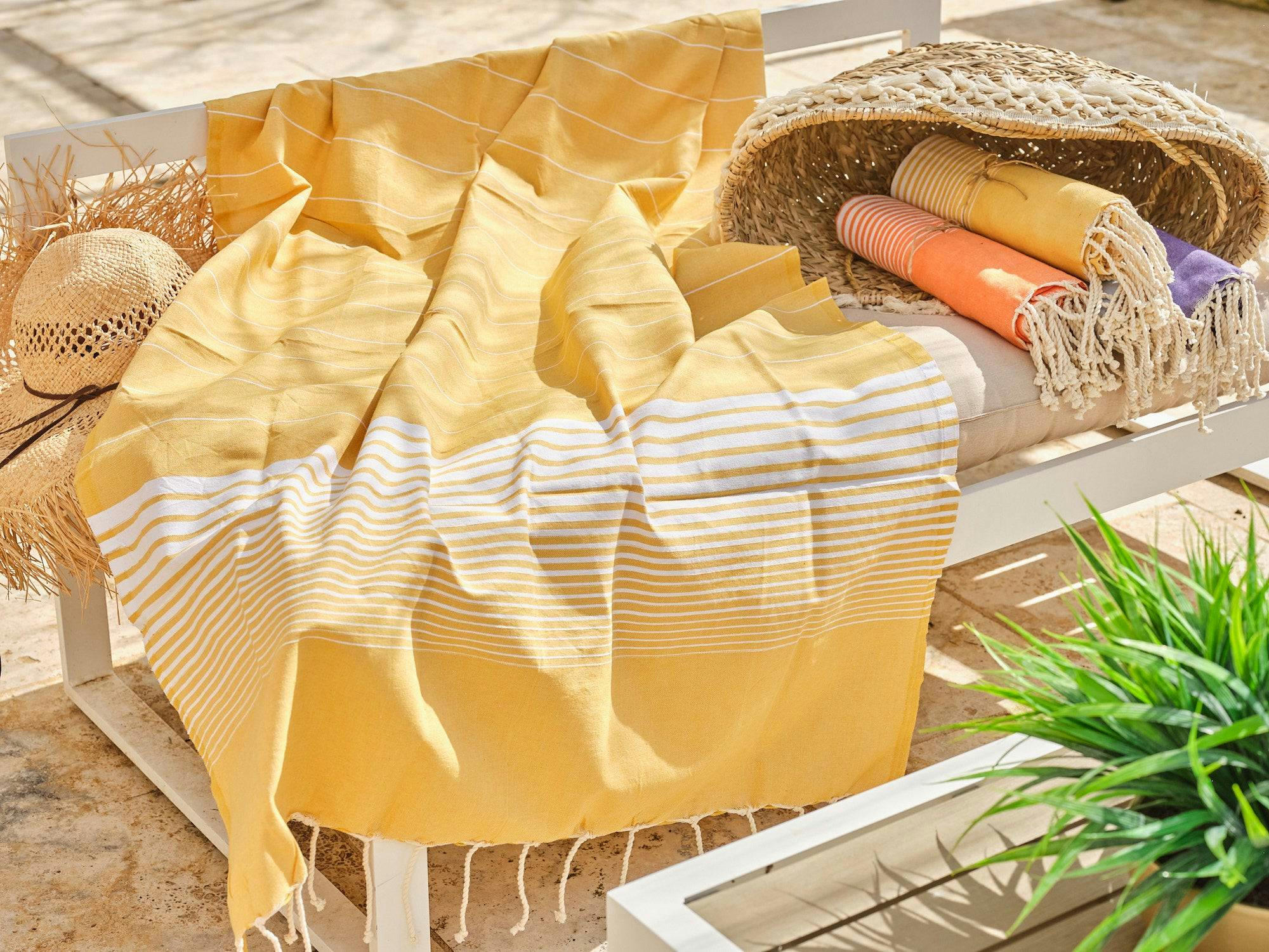 - Fouta en coton 100x200cm jaune