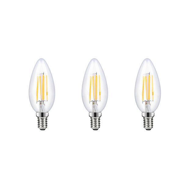 Lot 3 ampoules LED à filament flamme E14 470lm 3.4W = 40W Ø3.5cm Diall blanc chaud