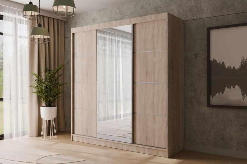 Szafa z drzwiami przesuwnymi i lustrem V2-LOFTIA 200 x 215 cm