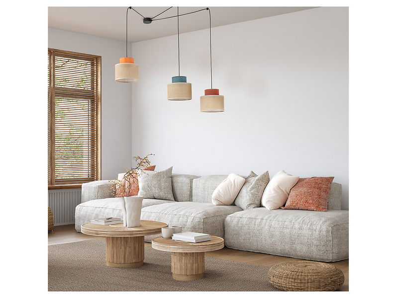 Lampa wisząca Duo Juta 3-punktowa 210 cm tkaninowa mix kolorów
