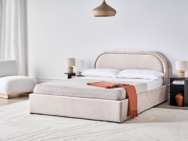 Lit ottoman Tissu chenille QUILLIEN 140 x 200 cm Taupe