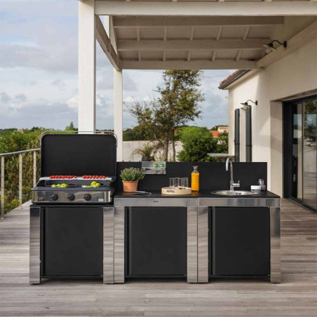 Cuisine extérieure Classic 3 modules Inox et Noir - ENO