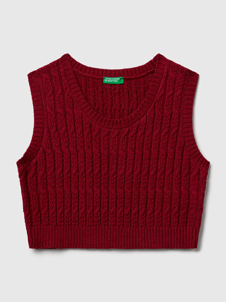 Knit vest with cables
