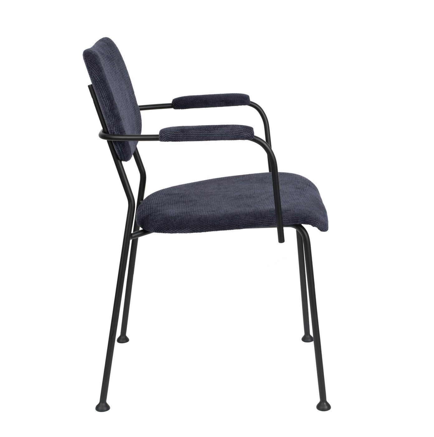 BENSON - Chaise accoudoirs velours bleu