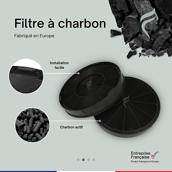 Lot de 2 Filtres à Charbon pour Hotte Zanussi - EFF62, E3CFF62 - Diamètre : 200 mm