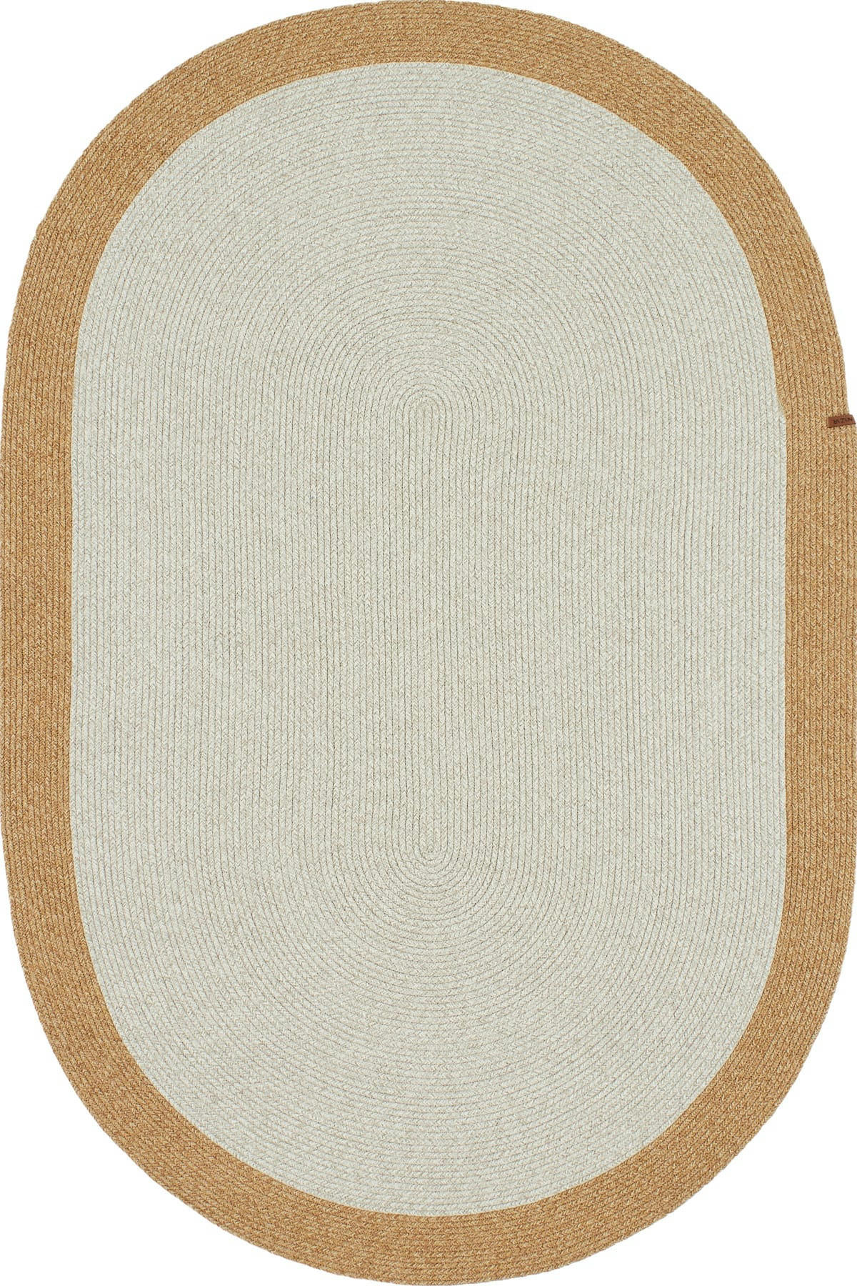 LIMA - Tapis ovale bicolore aspect jute fait main motif uni beige -120x180
