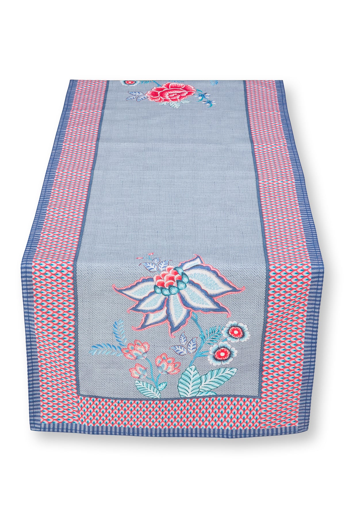 Pip Studio Flower Festival Tafelloper - Tafellaken - Blauw - 50x150cm