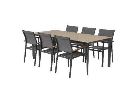Lesli Living tuintafel Arezzo - zwart - 200x90x74cm