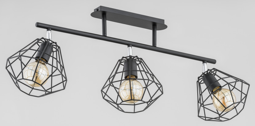 Lampa sufitowa czarna-chromowana OZINUS 3xE27x15W wym: 34x82x21 cm Alfa