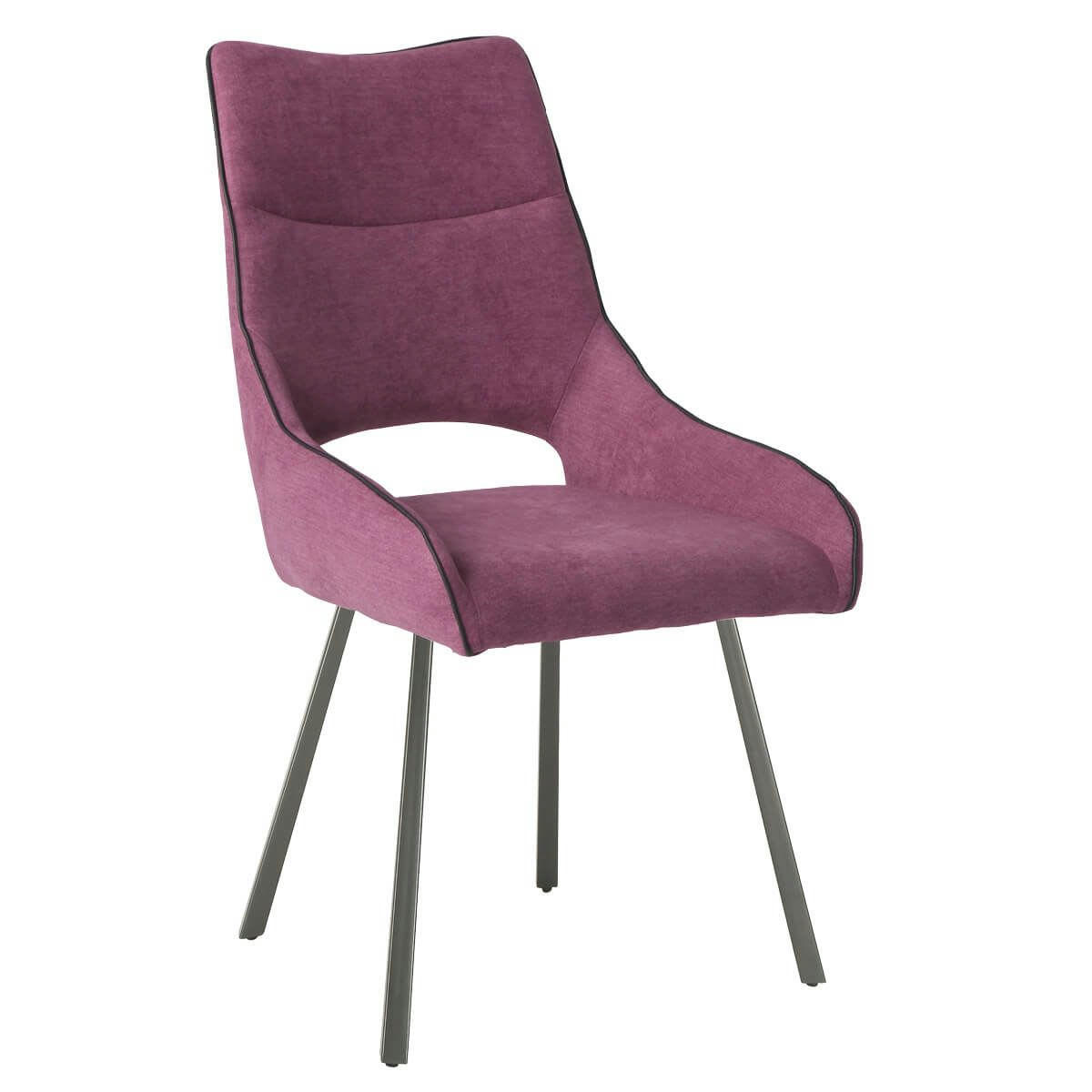 AMADO - Lot  de 2 chaises tissu coloris violet