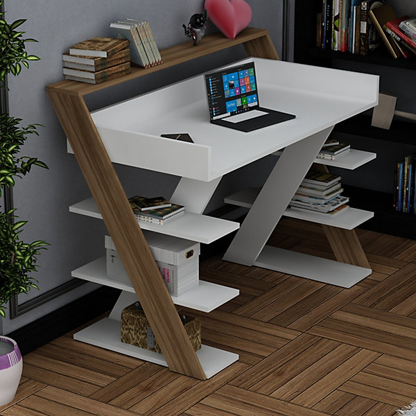 Bureau ARNETTI Noyer - Couleur blanc