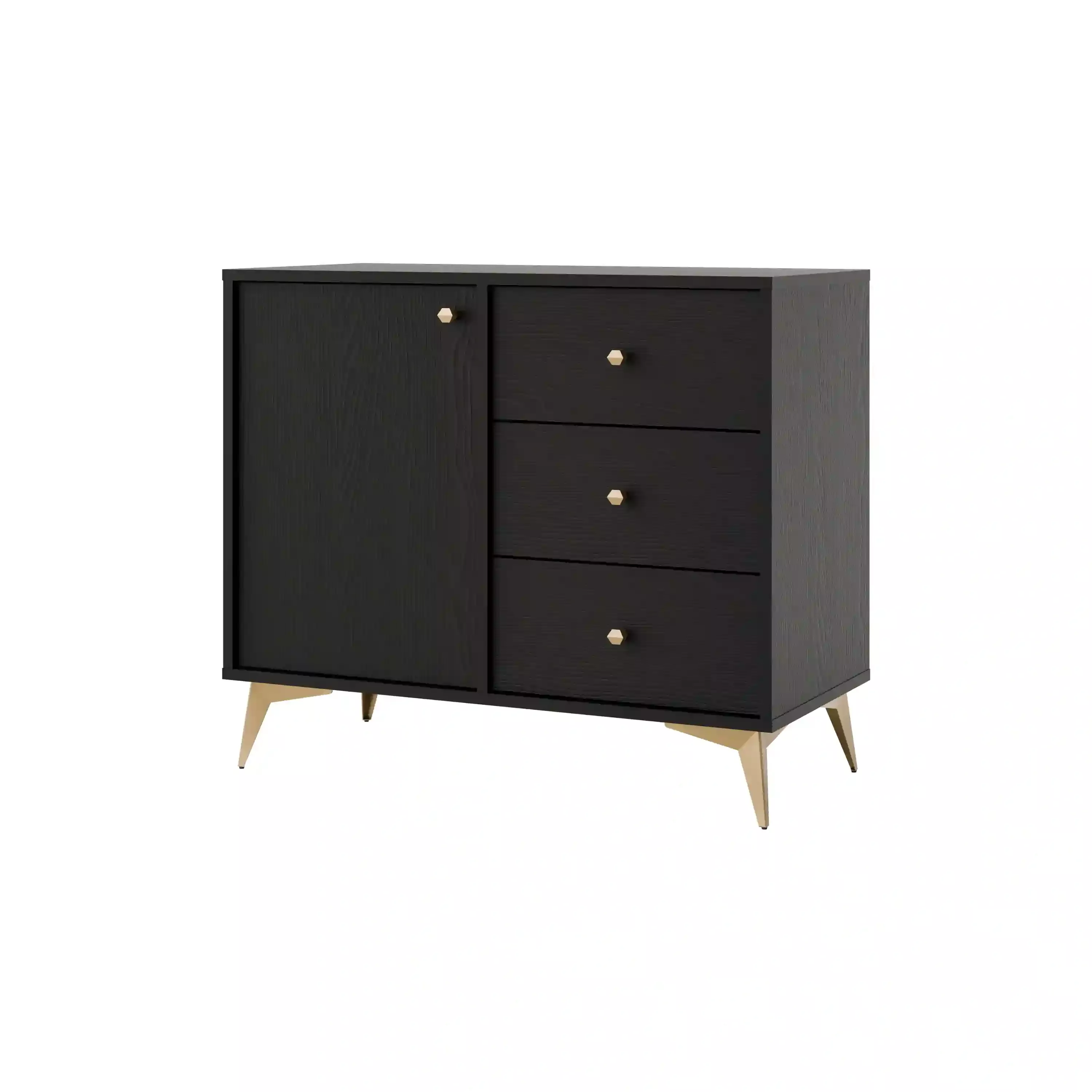 Komoda z szufladami do salonu Sakai 1 1F 3S T814 Czarny