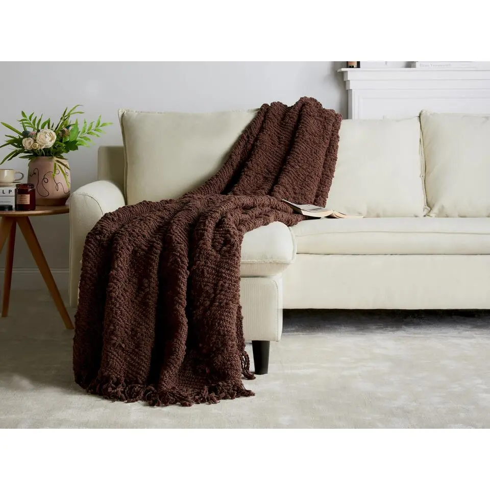 VELLA - Deken - Bruin - 200 x 220 cm - Katoen