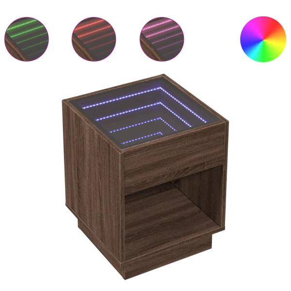 Szafka Nocna Stolik Komoda Brązowa z LED Do Sypialni 40x40x50 cm