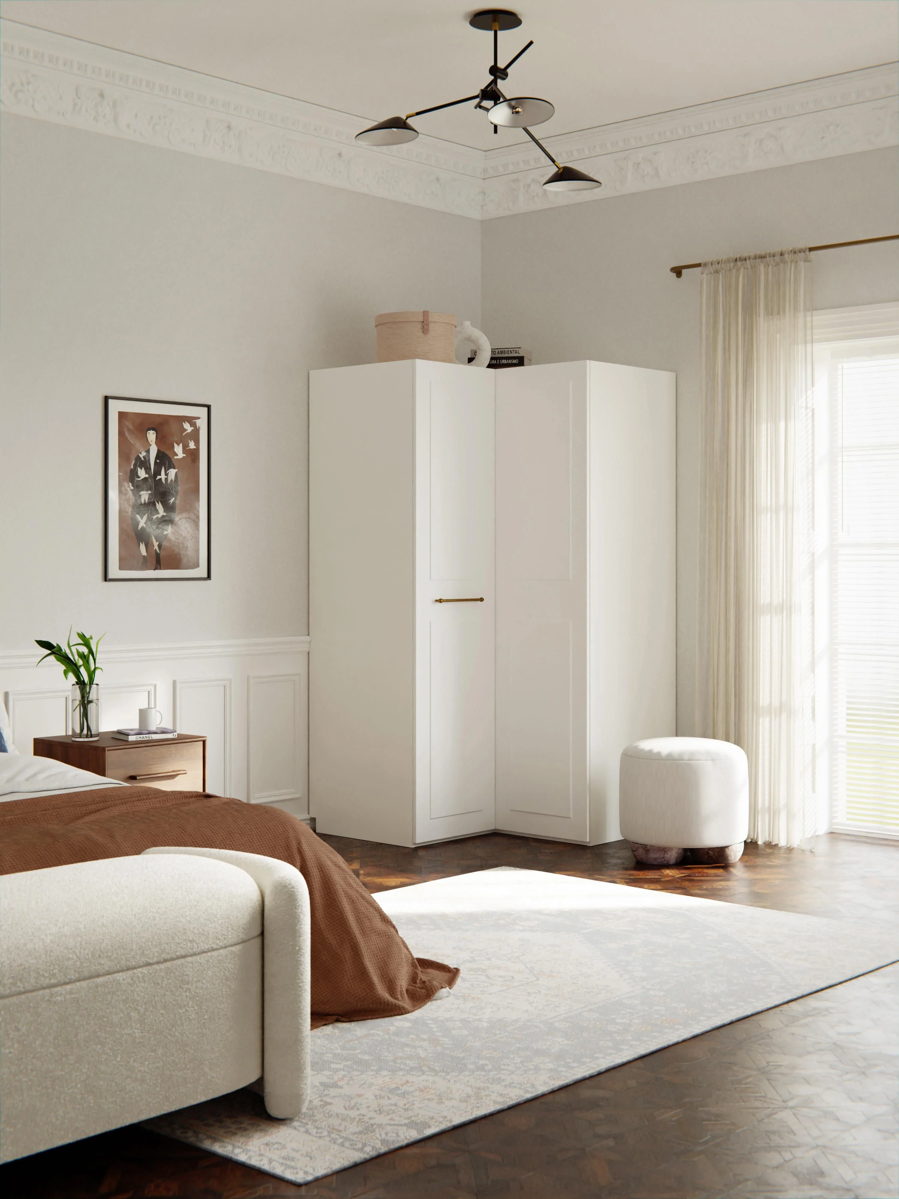 Modularer Eck-Kleiderschrank Charlotte, 115 cm Breite